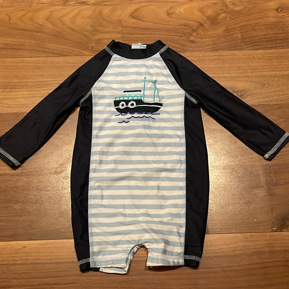 Crown and Ivy baby swimsuit boat blue size 18 months infant